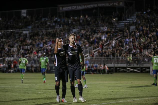 Sacramento Republic FC celebrate vs. Seattle Sounders FC 2