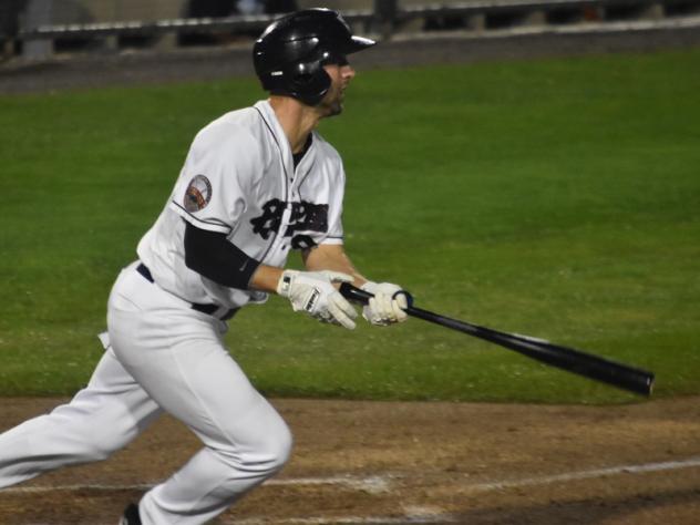Craig Massey of the Somerset Patriots bolts from the box