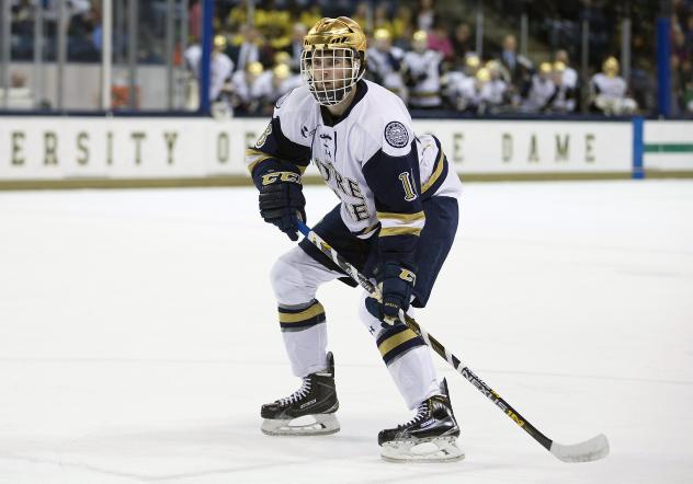 Forward Connor Hurley with Notre Dame