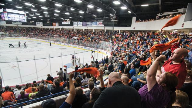 Fans enjoy a Flint Firebirds game