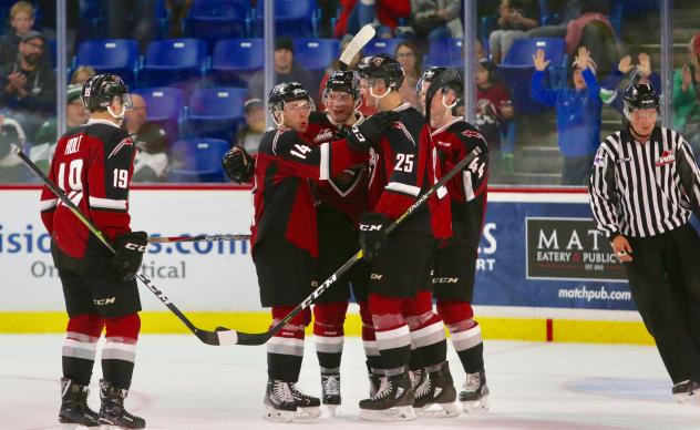 Vancouver Giants celebrate a goal vs. the Everett Silvertips