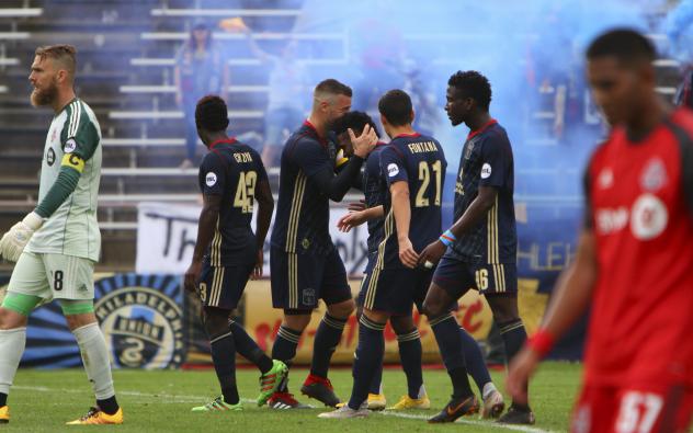 Bethlehem Steel FC celebrates a goal vs. Toronto FC II
