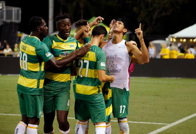 Tampa Bay Rowdies celebrate a goal vs. the Richmond Kickers