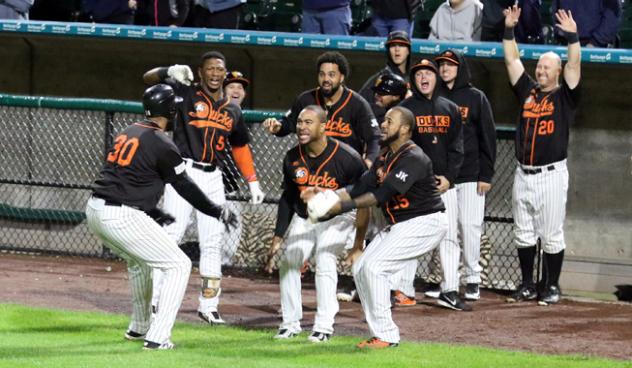 Long Island Ducks celebrate David Washington's clutch homer