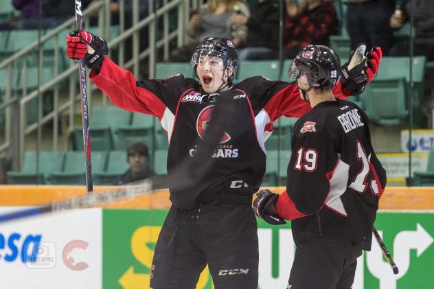 Prince George Cougars celebrate a goal