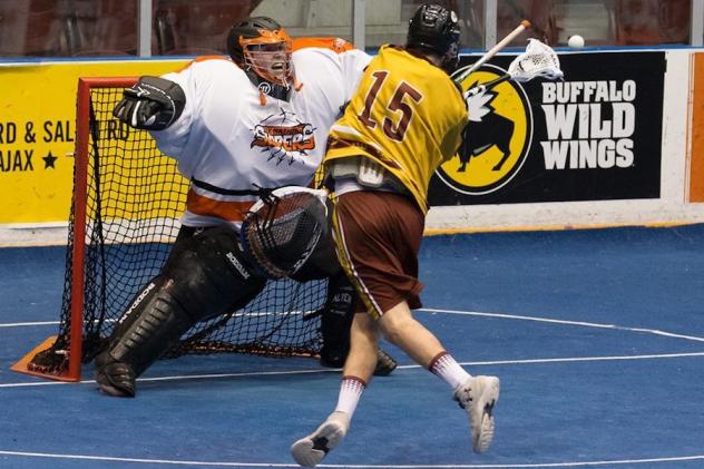 Goalie Chase Martin with the Six Nations Snipers
