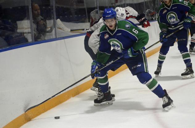 Defenceman Ryan Pouliot with the Swift Current Broncos