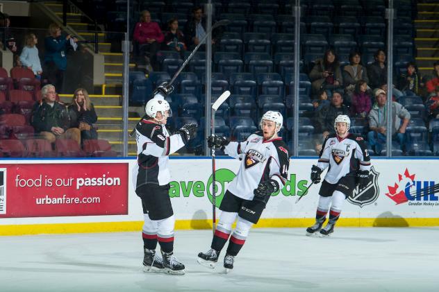 James Malm and the Vancouver Giants celebrate a goal