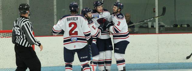 South Carolina Stingrays celebrate a goal in the preseason opener