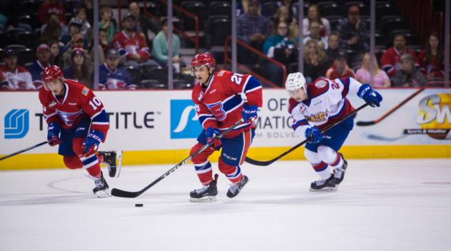Eli Zummack's rushes up the ice for the Spokane Chiefs