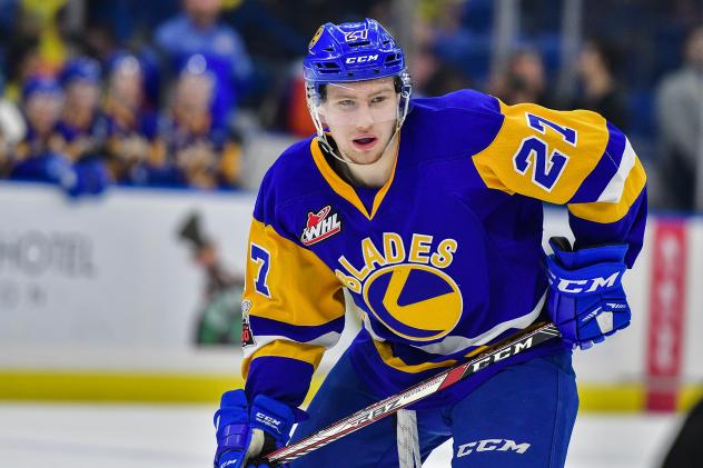 Michael Farren with the Saskatoon Blades