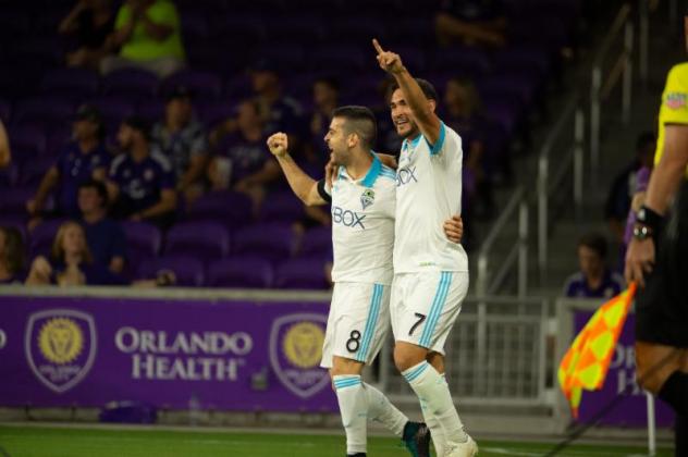 Seattle Sounders FC celebrate against Orlando