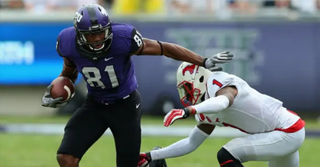 Wide receiver Ja'Juan Story with Texas Christian University