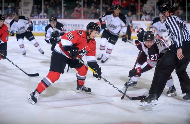 Adirondack Thunder forward Cullen Bradshaw vs. the Brampton Beast