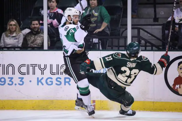 Texas Stars LW Colton Hargrove levels a member of the Iowa Wild