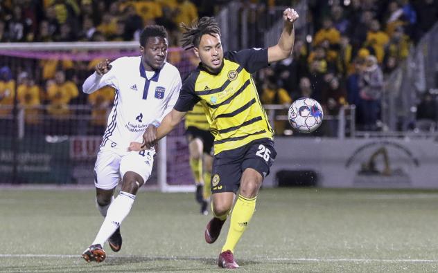 Michee Ngalina of Bethlehem Steel FC vs. the Pittsburgh Riverhounds