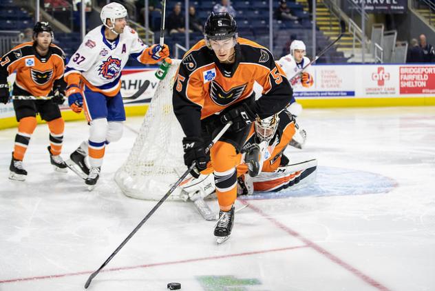 Lehigh Valley Phantoms defenseman Philippe Myers vs. the Bridgeport Sound Tigers