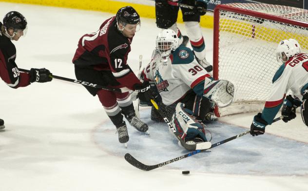Vancouver Giants RW Cyle McNabb (12) against the Kelowna Rockets