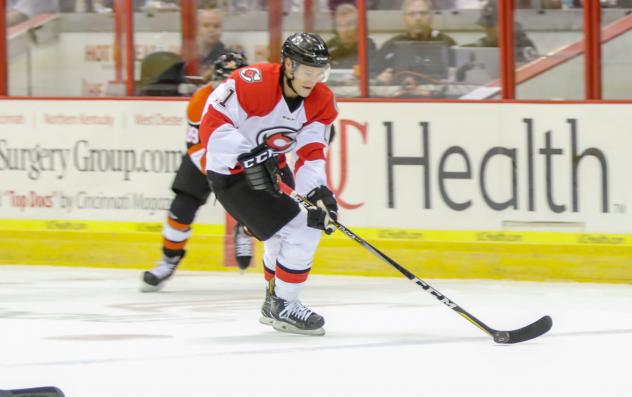 Jordan Sims with the Cincinnati Cyclones