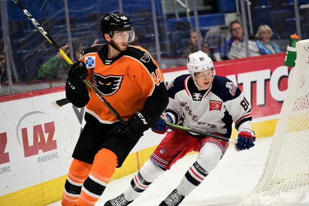 Lehigh Valley Phantoms defenseman Reece Willcox vs. the Hartford Wolf Pack