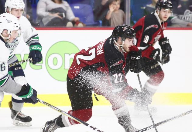 Jared Dmytriw of the Vancouver Giants vs. the Seattle Thunderbirds