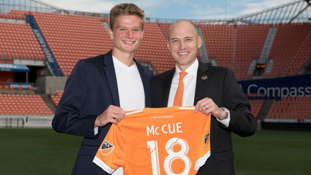 Houston Dynamo DF Erik McCue and Sr. Vice President & General Manger Matt Jordan