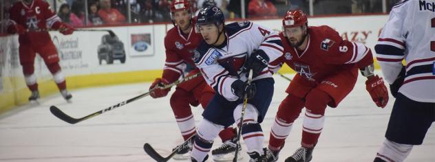 South Carolina Stingrays defenseman Mike Chen vs. the Allen Americans