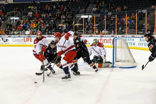 Allen Americans battle the Kansas City Mavericks