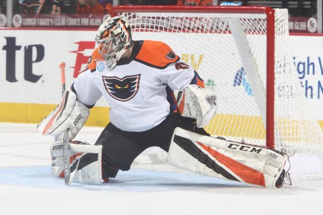 Lehigh Valley Phantoms goaltender Carter Hart vs. the Springfield Thunderbirds