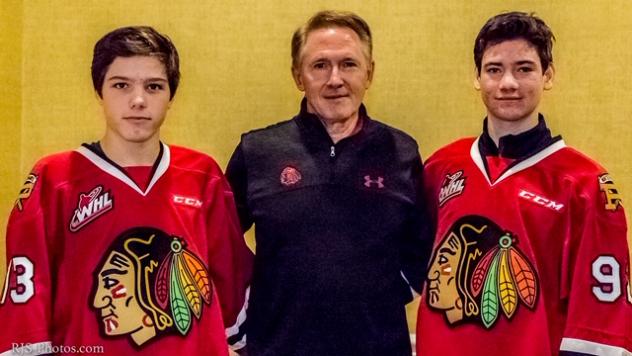 Portland Winterhawks Prospects James Stefan and Jack O'Brien with Head Coach, General Manager and Vice President Mike Johnston