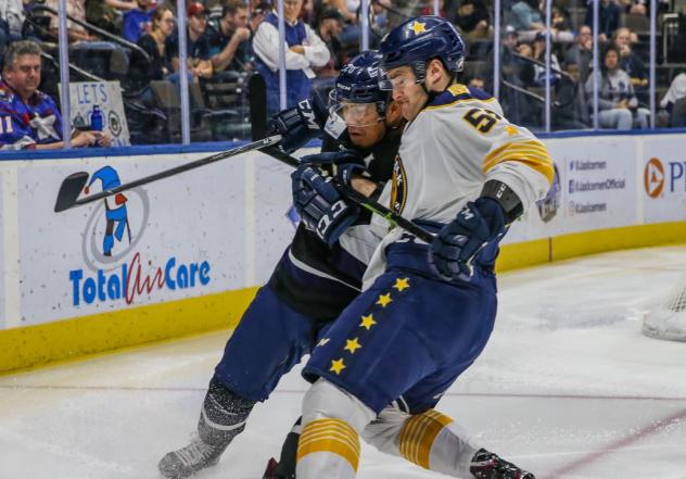 Norfolk Admirals battle with the Jacksonville Icemen