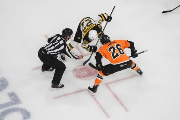 Lehigh Valley Phantoms C Phil Varone in a faceoff