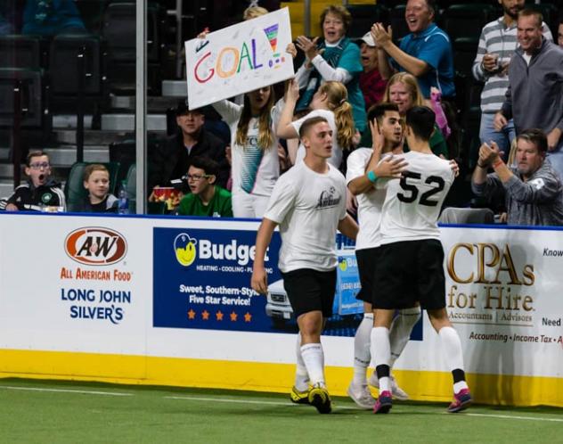 St. Louis Ambush celebrate a goal vs. the Dallas Sidekicks