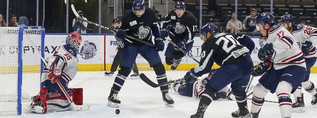 South Carolina Stingrays goaltender Parker Milner faces the Jacksonville IceMen