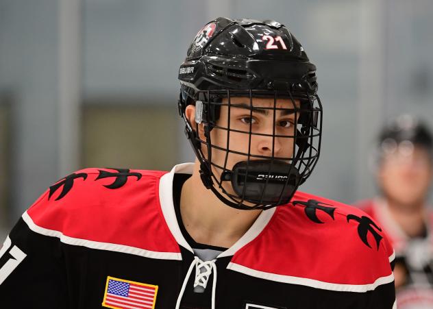 Forward Austen Swankler with the Waterloo Black Hawks