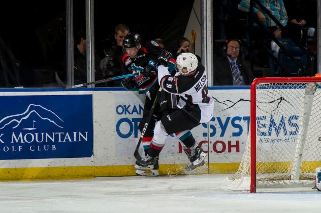 Vancouver Giants C Tristen Nielsen (8) against the Kelowna Rockets