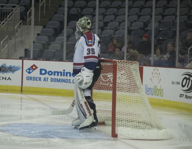 Evansville Thunderbolts goaltender Edwin Minney