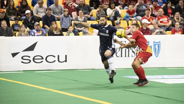 Mississauga MetroStars' Mo Babouli in action tonight against the Baltimore Blast