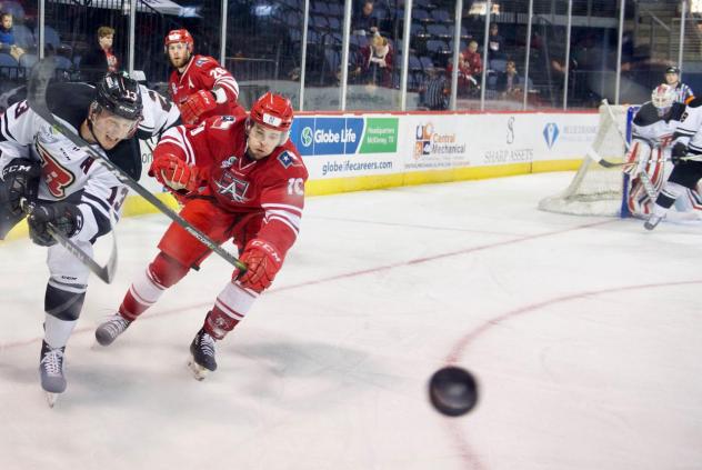 Allen Americans LW Greg Chase pursues the puck against the Rapid City Rush