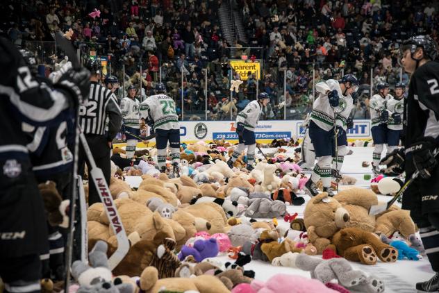 Florida Everblades Teddy Bear Toss aftermath