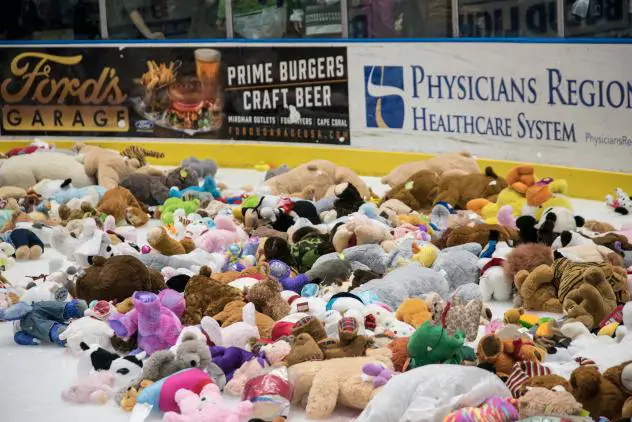 Florida Everblades' Teddy Bear Toss Night aftermath