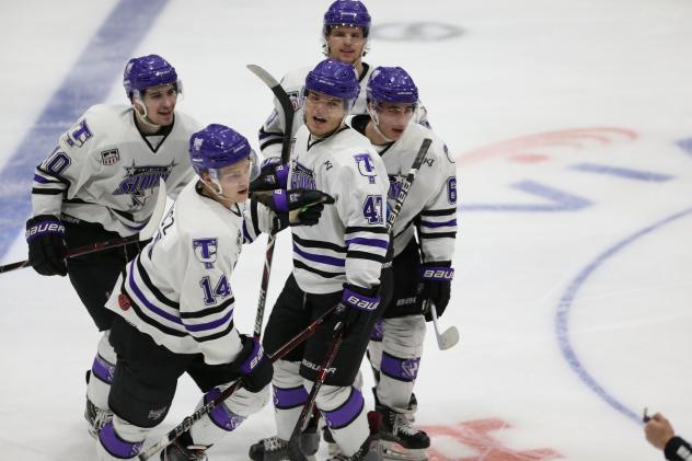 Tri-City Storm celebrate a goal