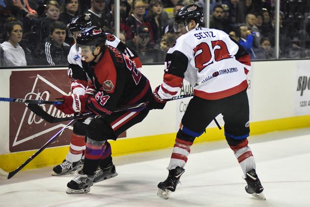 Corpus Christi IceRays forward Nicholas Seitz (right)