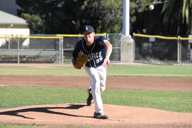 San Rafael Pacifics pitcher Jared Koenig delivers