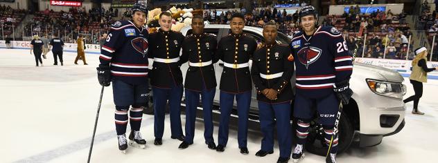 South Carolina Stingrays and United States Marine Corps Reserve members