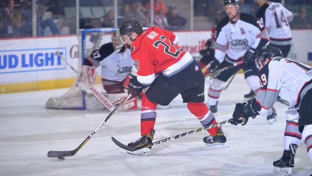 Adirondack Thunder forward Brian Ward against the Brampton Beast