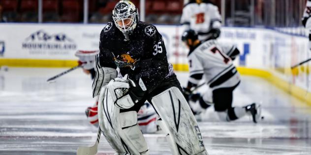 Utah Grizzlies Joe Cannata warming up