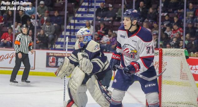 Saginaw Spirit LW Nicholas Porco (right)