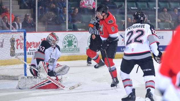 Adirondack Thunder forward John Edwardh (center)