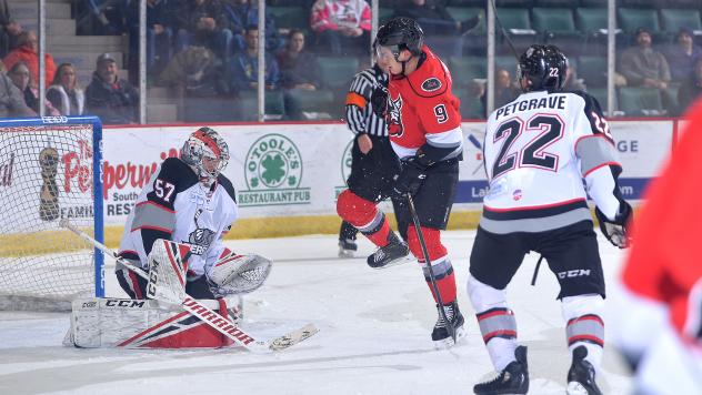 Adirondack Thunder forward John Edwardh (center)